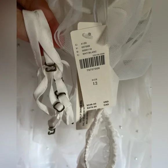 Maeve White Strapless Tiered Tulle Cocktail Mini Dress by Anthropologie - Picture 10 of 11